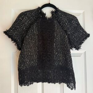 Zara Black Tweed Lace Top